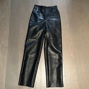 Aritzia straight leg leather pants